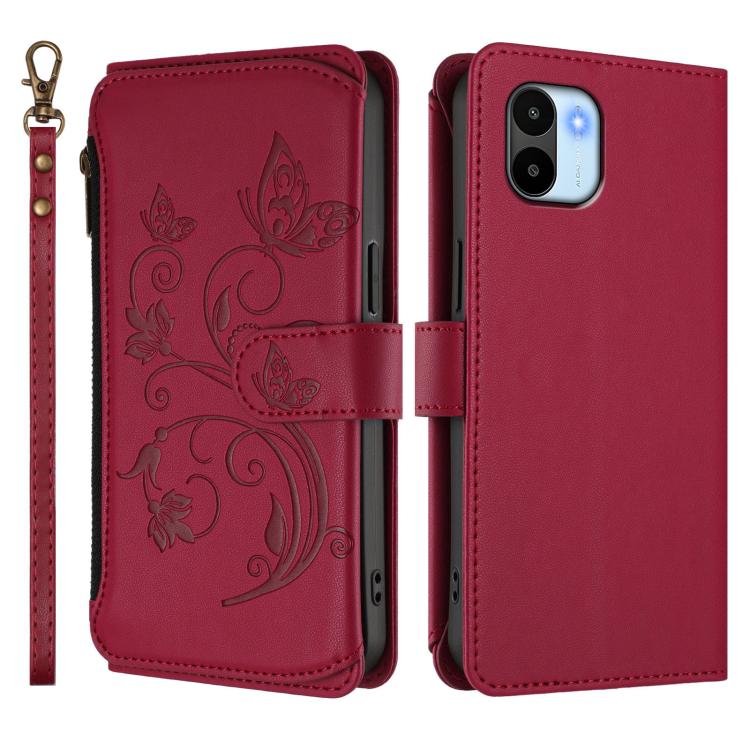 For Redmi A1 / Redmi A2 Butterfly Love Flower Multi-card Zipper Wallet Leather Phone Case