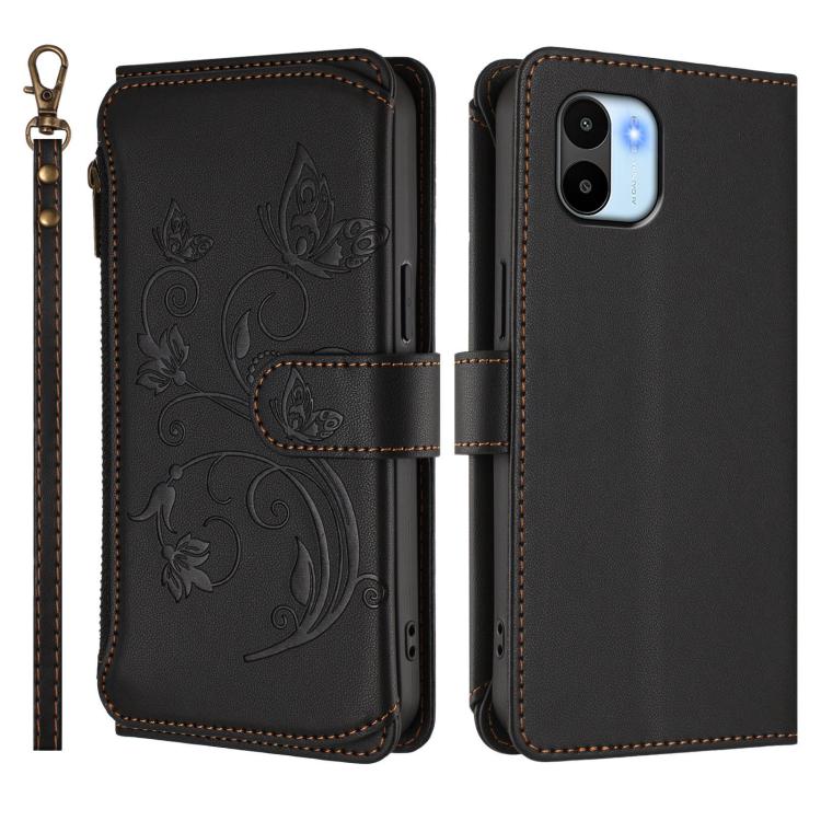 For Redmi A1 / Redmi A2 Butterfly Love Flower Multi-card Zipper Wallet Leather Phone Case