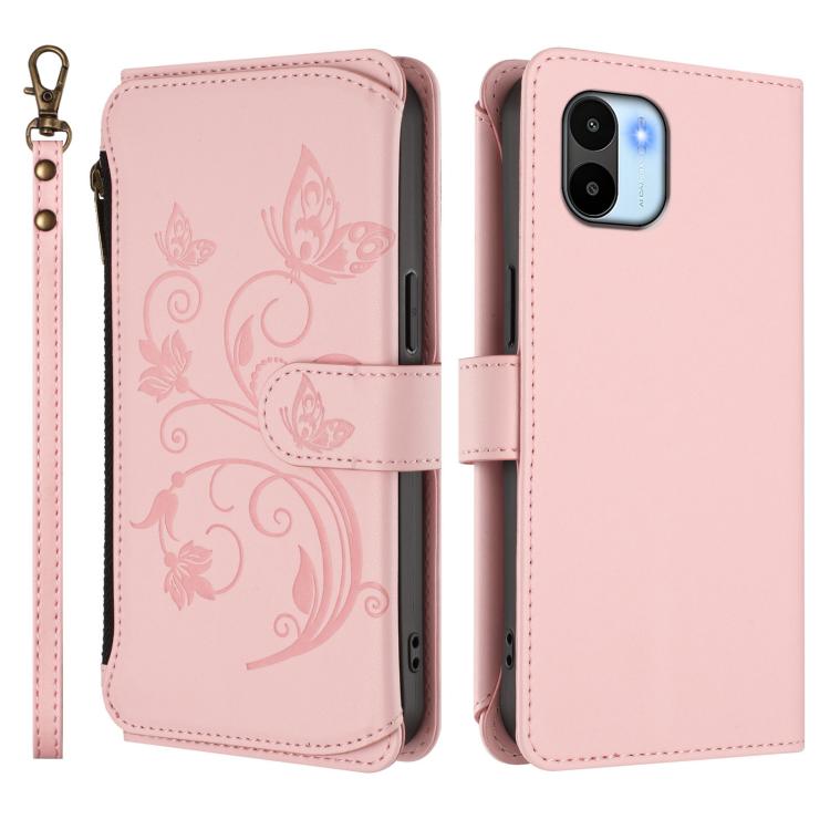 For Redmi A1 / Redmi A2 Butterfly Love Flower Multi-card Zipper Wallet Leather Phone Case