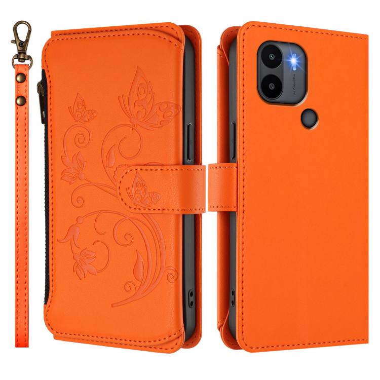 For Redmi A1+ / A2+ / Poco C51 Butterfly Love Flower Multi-card Zipper Wallet Leather Phone Case