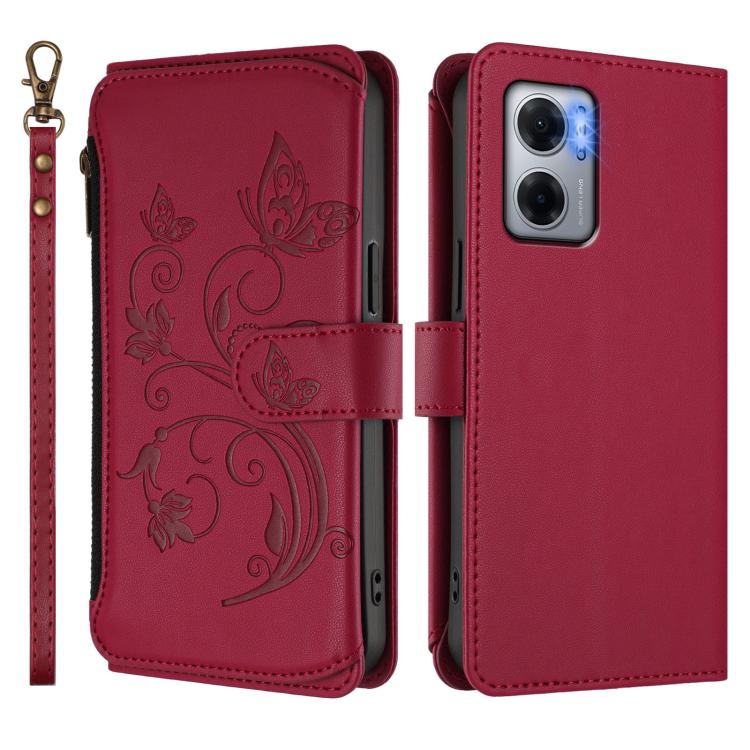 For Redmi 10 5G / 11 Prime 5G Butterfly Love Flower Multi-card Zipper Wallet Leather Phone Case