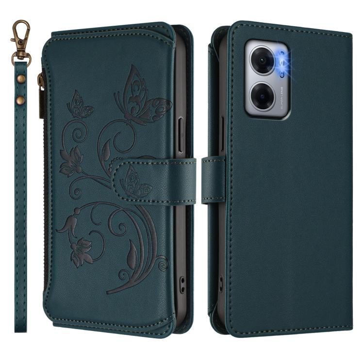 For Redmi 10 5G / 11 Prime 5G Butterfly Love Flower Multi-card Zipper Wallet Leather Phone Case