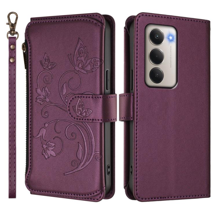 For Redmi 15 5G / 4G EU 171mm Butterfly Love Flower Multi-card Zipper Wallet Leather Phone Case