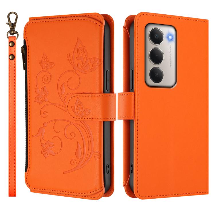 For Redmi 15 5G / 4G EU 171mm Butterfly Love Flower Multi-card Zipper Wallet Leather Phone Case