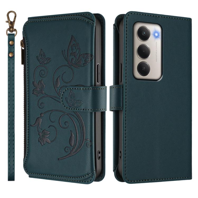 For Redmi 15 5G / 4G EU 171mm Butterfly Love Flower Multi-card Zipper Wallet Leather Phone Case