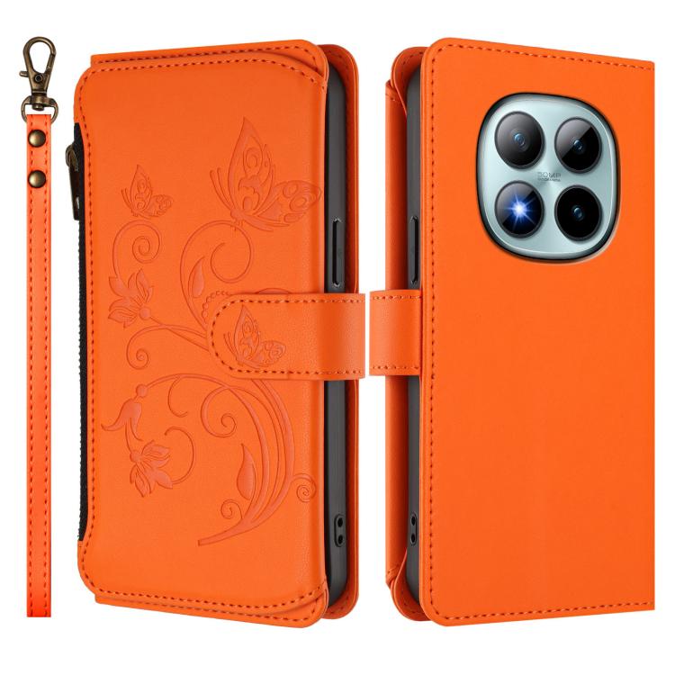 For Redmi Note 15 Pro+ 5G 163.3mm Butterfly Love Flower Multi-card Zipper Wallet Leather Phone Case