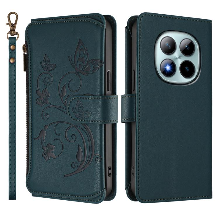 For Redmi Note 15 Pro+ 5G 163.3mm Butterfly Love Flower Multi-card Zipper Wallet Leather Phone Case