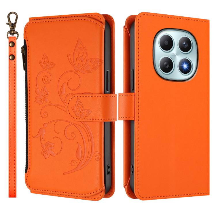 For Redmi Note 15 4G / 5G Global 164mm Butterfly Love Flower Multi-card Zipper Wallet Leather Phone Case