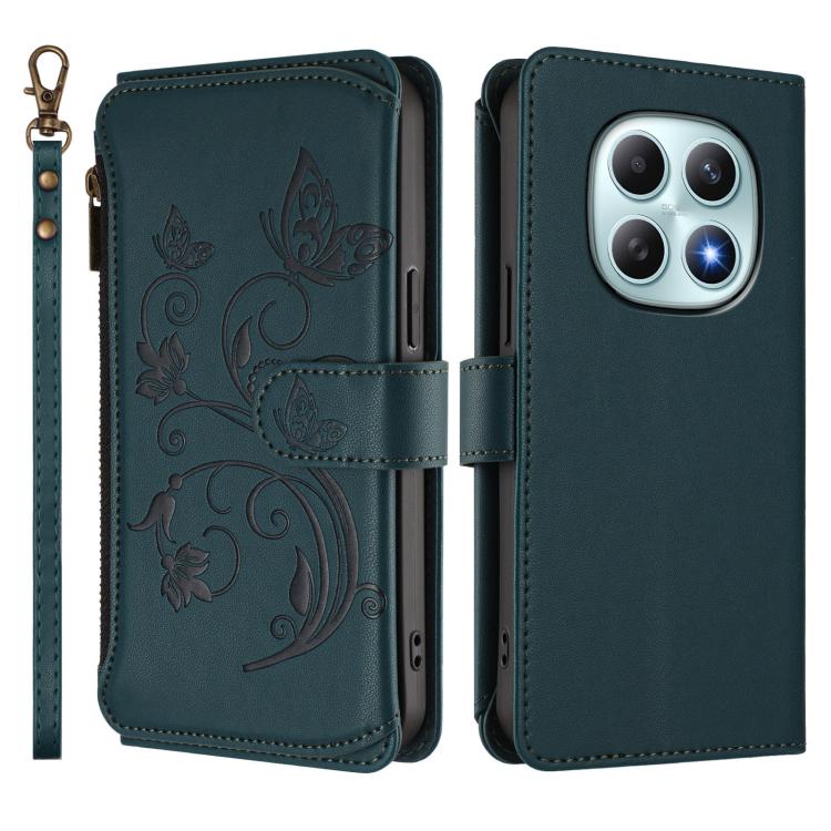 For Redmi Note 15 4G / 5G Global 164mm Butterfly Love Flower Multi-card Zipper Wallet Leather Phone Case