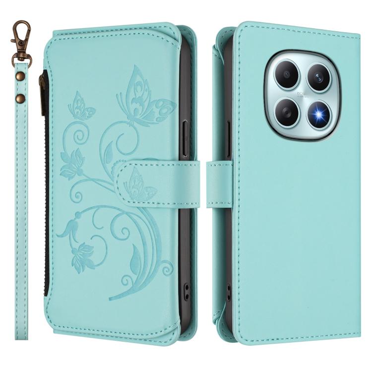 For Redmi Note 15 4G / 5G Global 164mm Butterfly Love Flower Multi-card Zipper Wallet Leather Phone Case