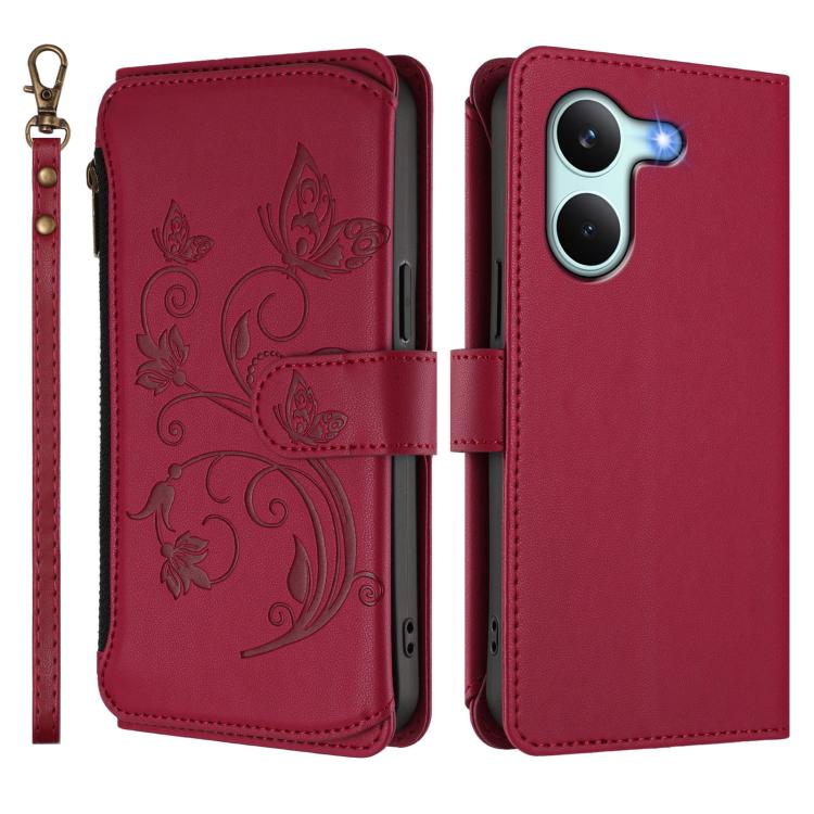 For Redmi Turbo 5 Global / Poco X8 Pro 5G Butterfly Love Flower Multi-card Zipper Wallet Leather Phone Case