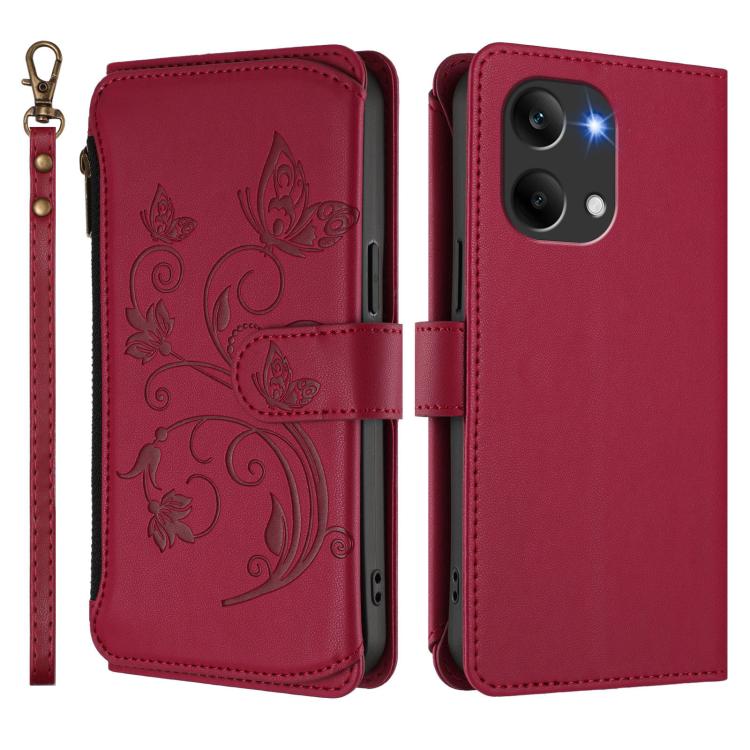 For Redmi Turbo 5 Max / Poco X8 Pro Max Butterfly Love Flower Multi-card Zipper Wallet Leather Phone Case