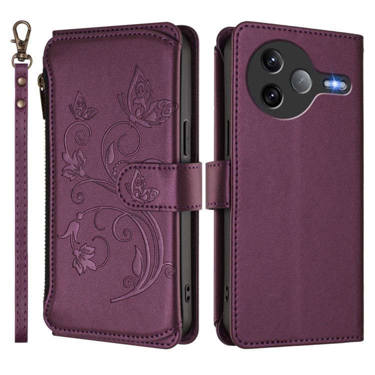 For Xiaomi Poco F7 Ultra / Redmi K80 Pro Butterfly Love Flower Multi-card Zipper Wallet Leather Phone Case