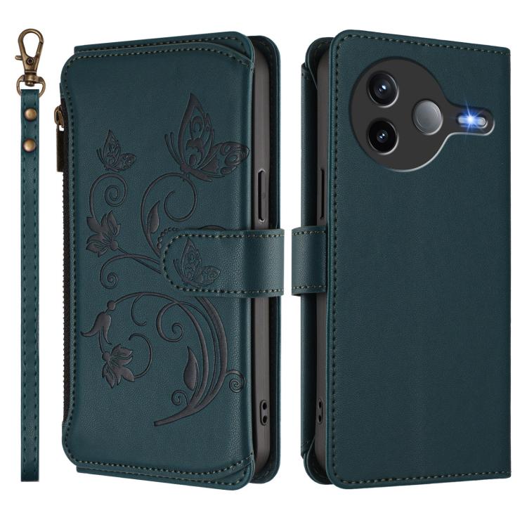 For Xiaomi Poco F7 Pro / Redmi K80 Butterfly Love Flower Multi-card Zipper Wallet Leather Phone Case