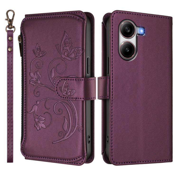 For Xiaomi Poco X7 Pro Butterfly Love Flower Multi-card Zipper Wallet Leather Phone Case