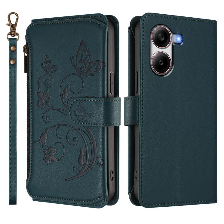 For Xiaomi Poco X7 Pro Butterfly Love Flower Multi-card Zipper Wallet Leather Phone Case
