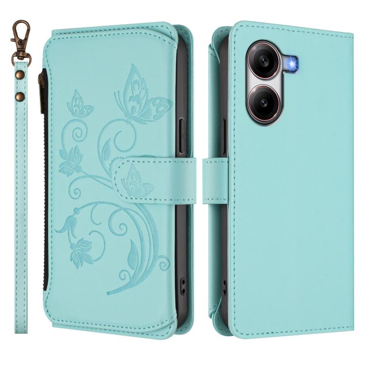 For Xiaomi Poco X7 Pro Butterfly Love Flower Multi-card Zipper Wallet Leather Phone Case
