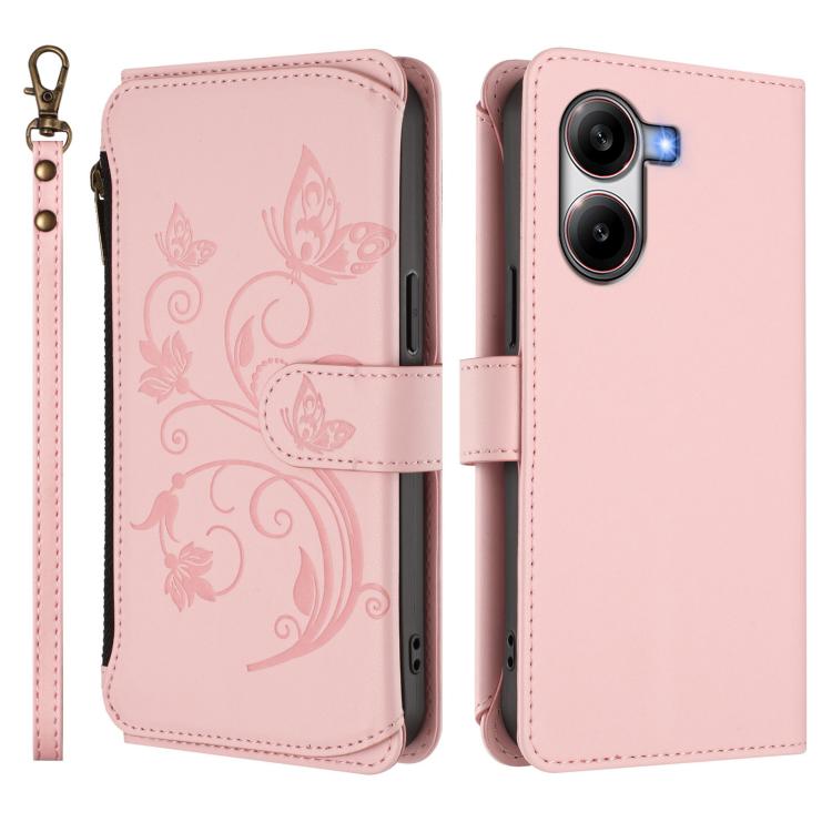 For Xiaomi Poco X7 Pro Butterfly Love Flower Multi-card Zipper Wallet Leather Phone Case