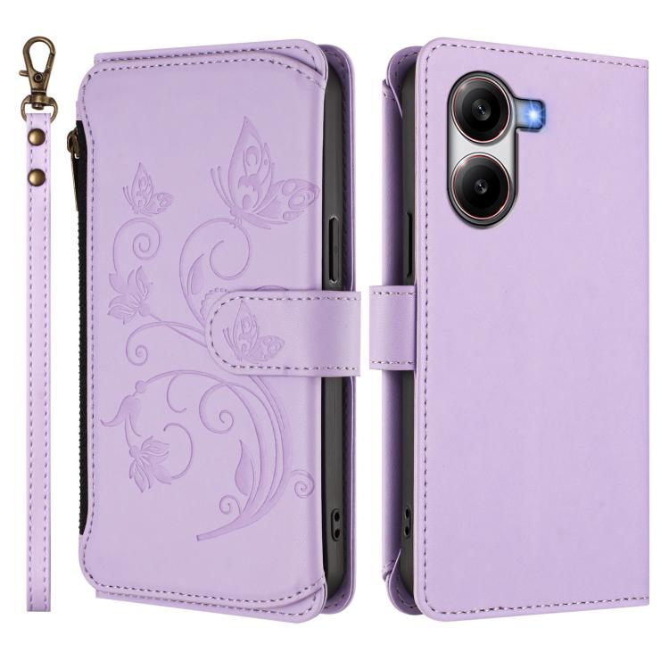 For Xiaomi Poco X7 Pro Butterfly Love Flower Multi-card Zipper Wallet Leather Phone Case