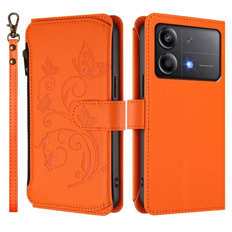 For Xiaomi Poco X6 Neo Butterfly Love Flower Multi-card Zipper Wallet Leather Phone Case