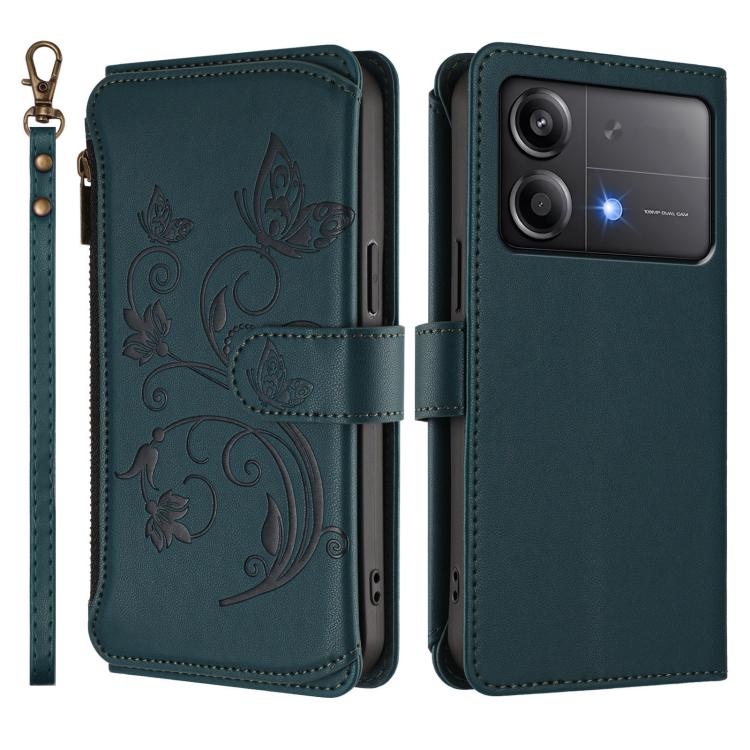 For Xiaomi Poco X6 Neo Butterfly Love Flower Multi-card Zipper Wallet Leather Phone Case