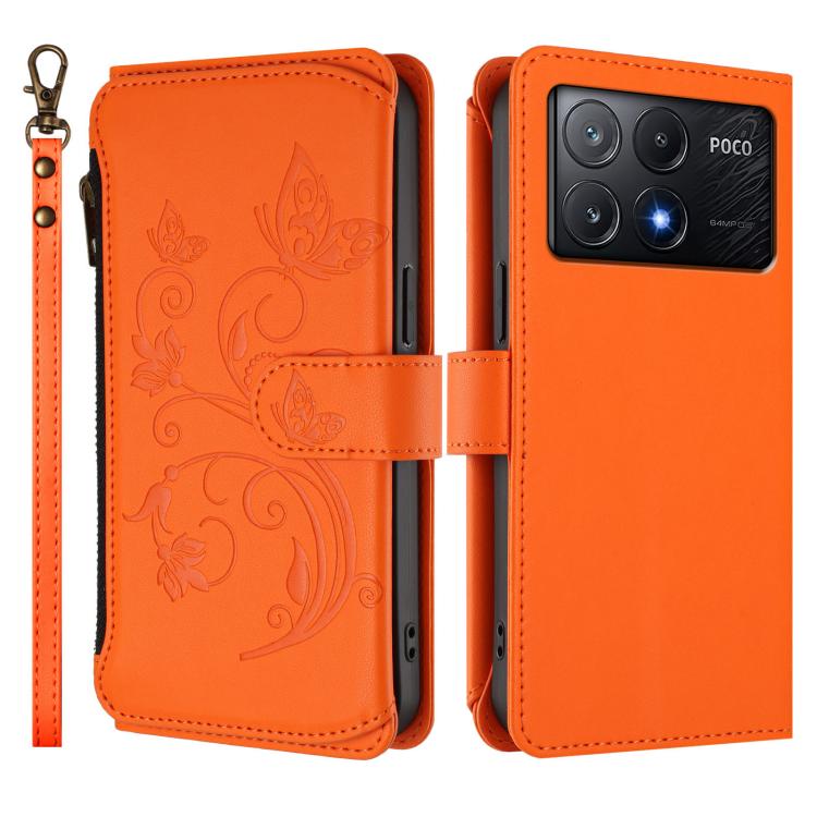 For Xiaomi Poco X6 Pro Butterfly Love Flower Multi-card Zipper Wallet Leather Phone Case