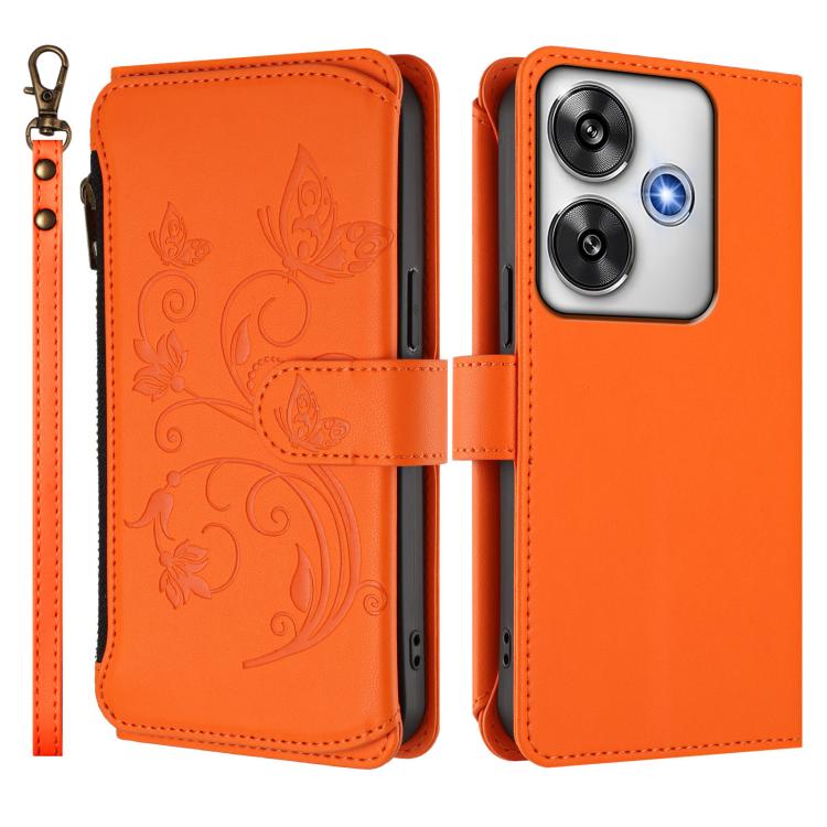 For Xiaomi Poco F6 Butterfly Love Flower Multi-card Zipper Wallet Leather Phone Case