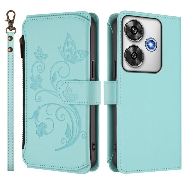 For Xiaomi Poco F6 Butterfly Love Flower Multi-card Zipper Wallet Leather Phone Case