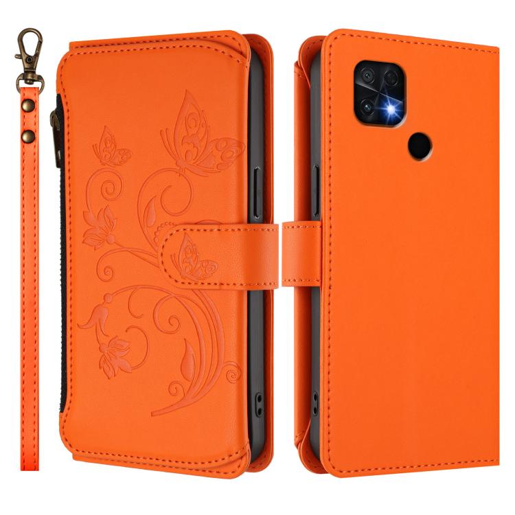 For Xiaomi Poco C40 / Redmi 10C Butterfly Love Flower Multi-card Zipper Wallet Leather Phone Case