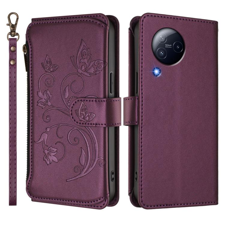 For Xiaomi Civi 3 Butterfly Love Flower Multi-card Zipper Wallet Leather Phone Case