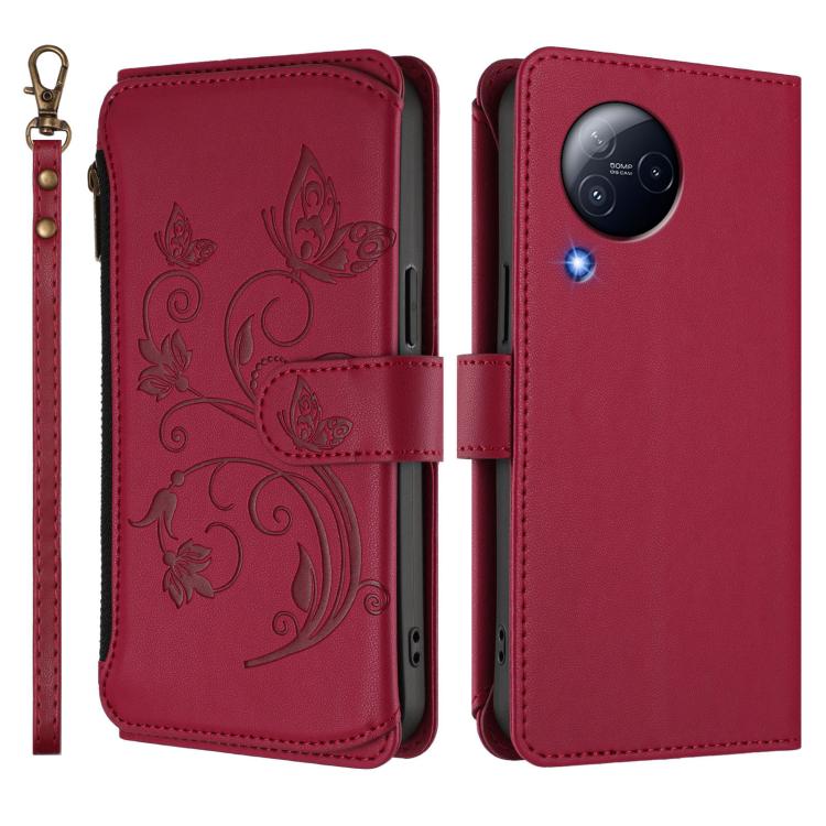 For Xiaomi Civi 3 Butterfly Love Flower Multi-card Zipper Wallet Leather Phone Case