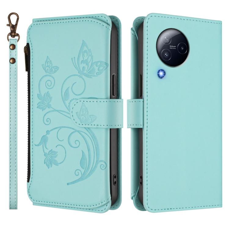 For Xiaomi Civi 3 Butterfly Love Flower Multi-card Zipper Wallet Leather Phone Case