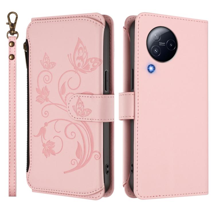 For Xiaomi Civi 3 Butterfly Love Flower Multi-card Zipper Wallet Leather Phone Case
