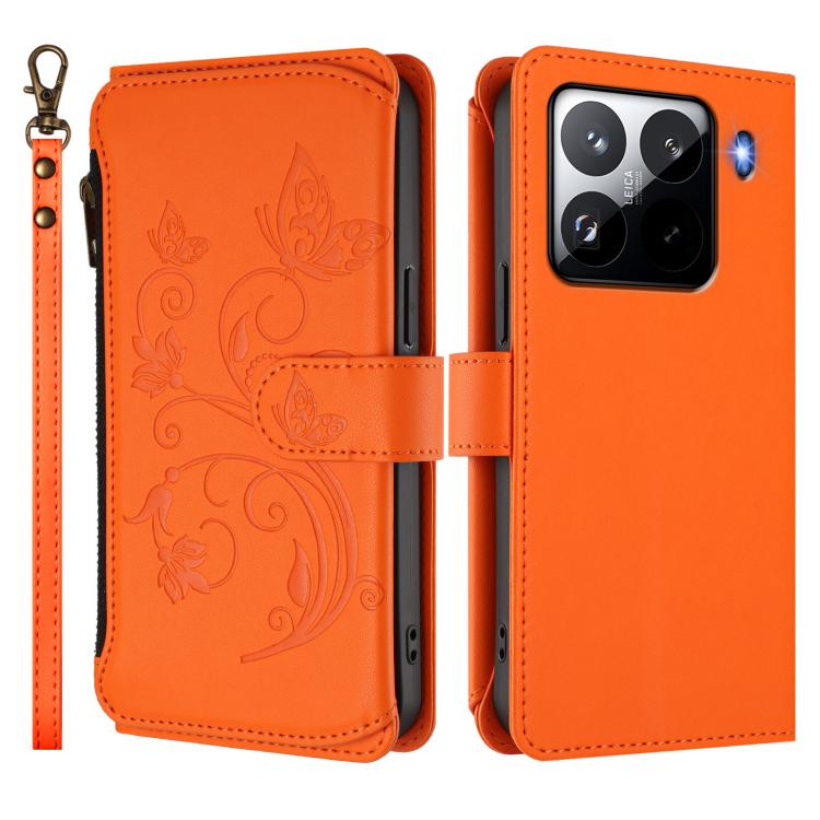 For Xiaomi 15 Pro Butterfly Love Flower Multi-card Zipper Wallet Leather Phone Case