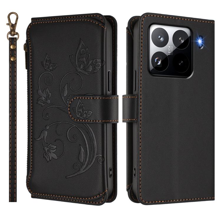 For Xiaomi 15 Pro Butterfly Love Flower Multi-card Zipper Wallet Leather Phone Case