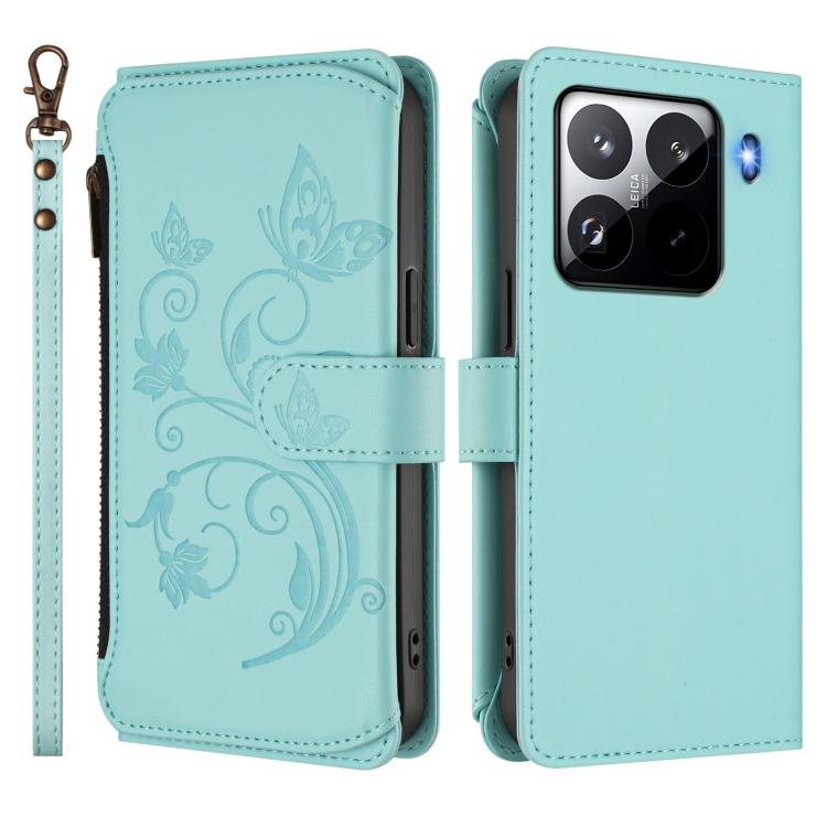 For Xiaomi 15 Pro Butterfly Love Flower Multi-card Zipper Wallet Leather Phone Case