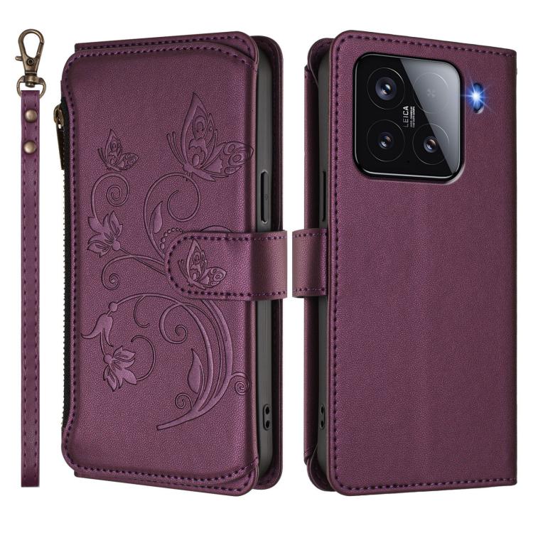 For Xiaomi 15 Butterfly Love Flower Multi-card Zipper Wallet Leather Phone Case