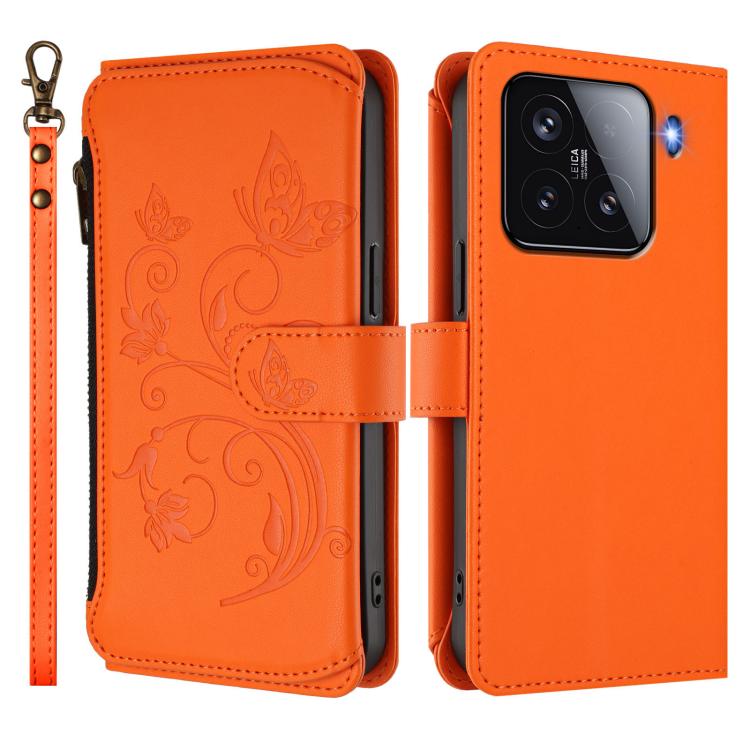 For Xiaomi 15 Butterfly Love Flower Multi-card Zipper Wallet Leather Phone Case