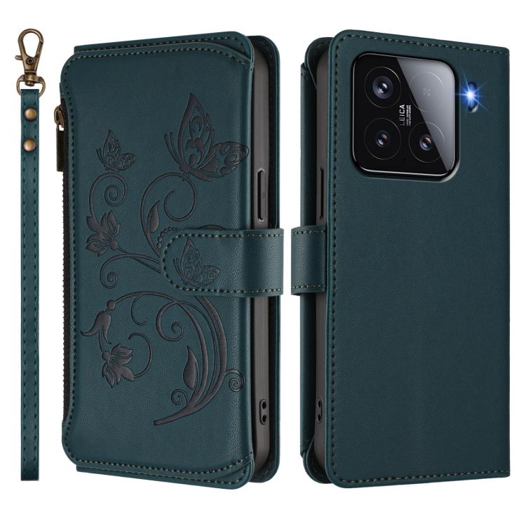 For Xiaomi 15 Butterfly Love Flower Multi-card Zipper Wallet Leather Phone Case