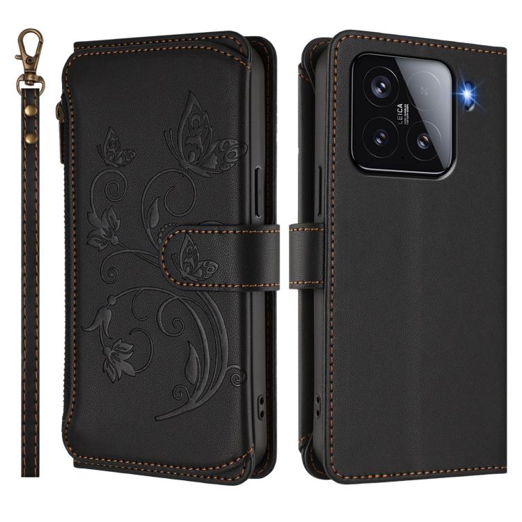 For Xiaomi 15 Butterfly Love Flower Multi-card Zipper Wallet Leather Phone Case