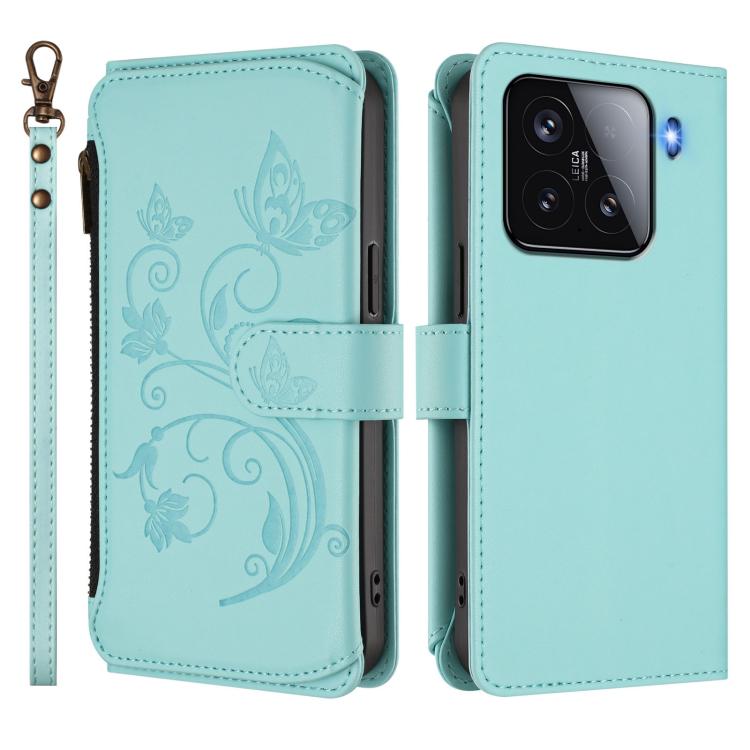 For Xiaomi 15 Butterfly Love Flower Multi-card Zipper Wallet Leather Phone Case