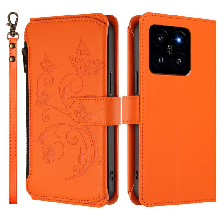 For Xiaomi 14 Butterfly Love Flower Multi-card Zipper Wallet Leather Phone Case