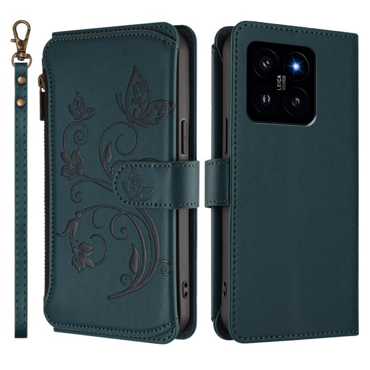 For Xiaomi 14 Butterfly Love Flower Multi-card Zipper Wallet Leather Phone Case
