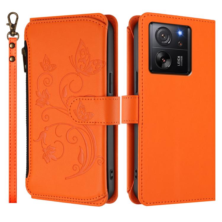For Xiaomi 13T / 13T Pro / Redmi K60 Ultra Butterfly Love Flower Multi-card Zipper Wallet Leather Phone Case
