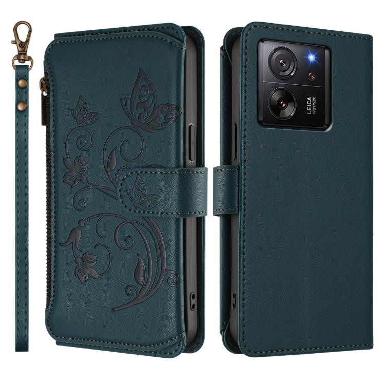 For Xiaomi 13T / 13T Pro / Redmi K60 Ultra Butterfly Love Flower Multi-card Zipper Wallet Leather Phone Case