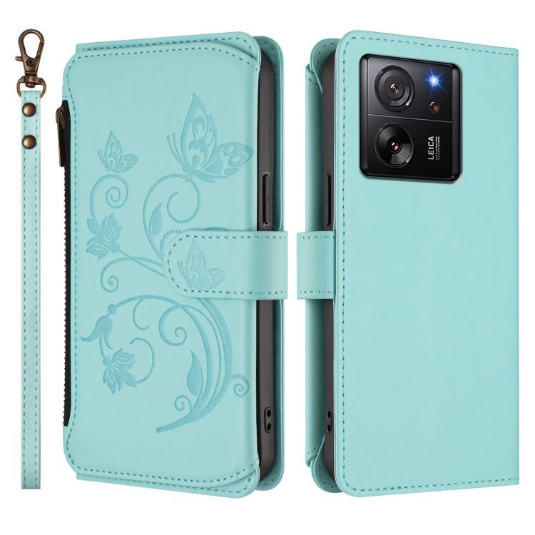 For Xiaomi 13T / 13T Pro / Redmi K60 Ultra Butterfly Love Flower Multi-card Zipper Wallet Leather Phone Case