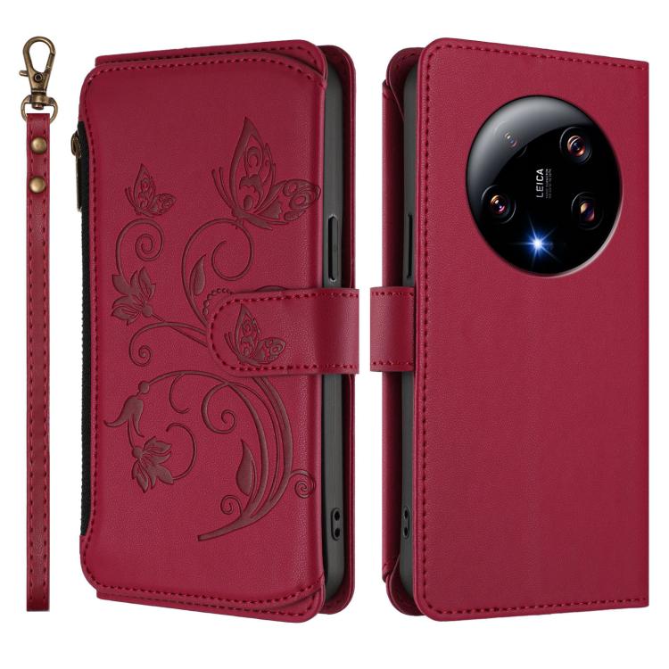 For Xiaomi 13 Ultra Butterfly Love Flower Multi-card Zipper Wallet Leather Phone Case