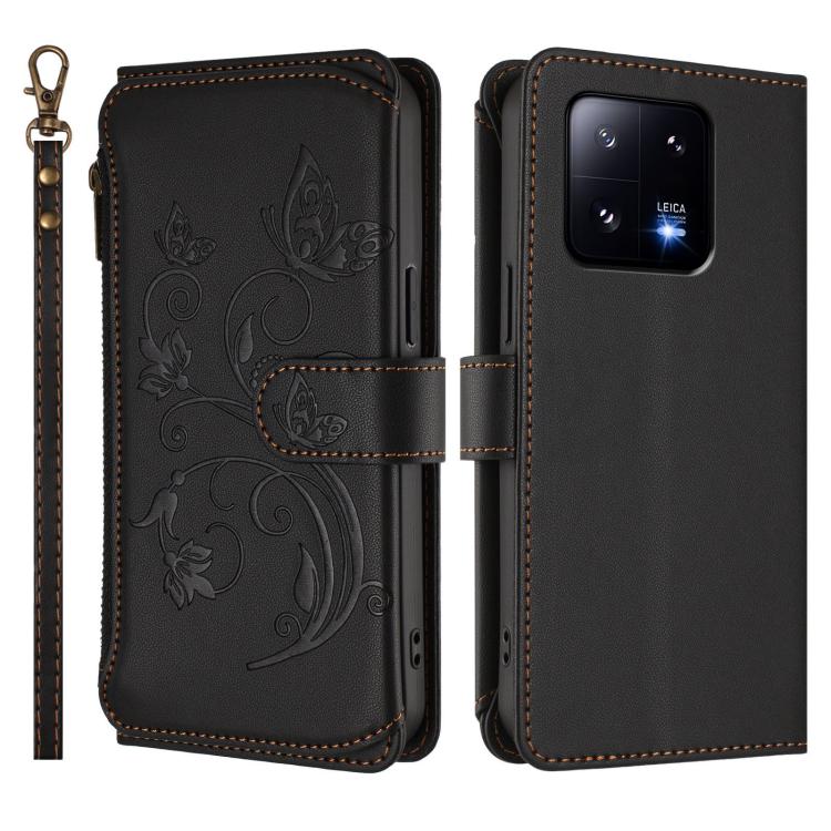 For Xiaomi 13 Pro Butterfly Love Flower Multi-card Zipper Wallet Leather Phone Case