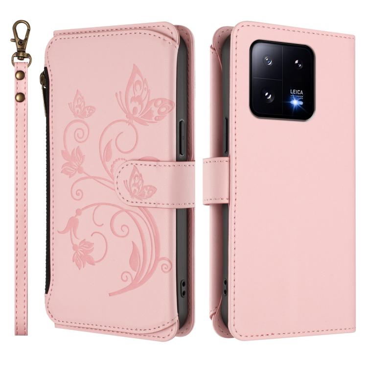 For Xiaomi 13 Pro Butterfly Love Flower Multi-card Zipper Wallet Leather Phone Case