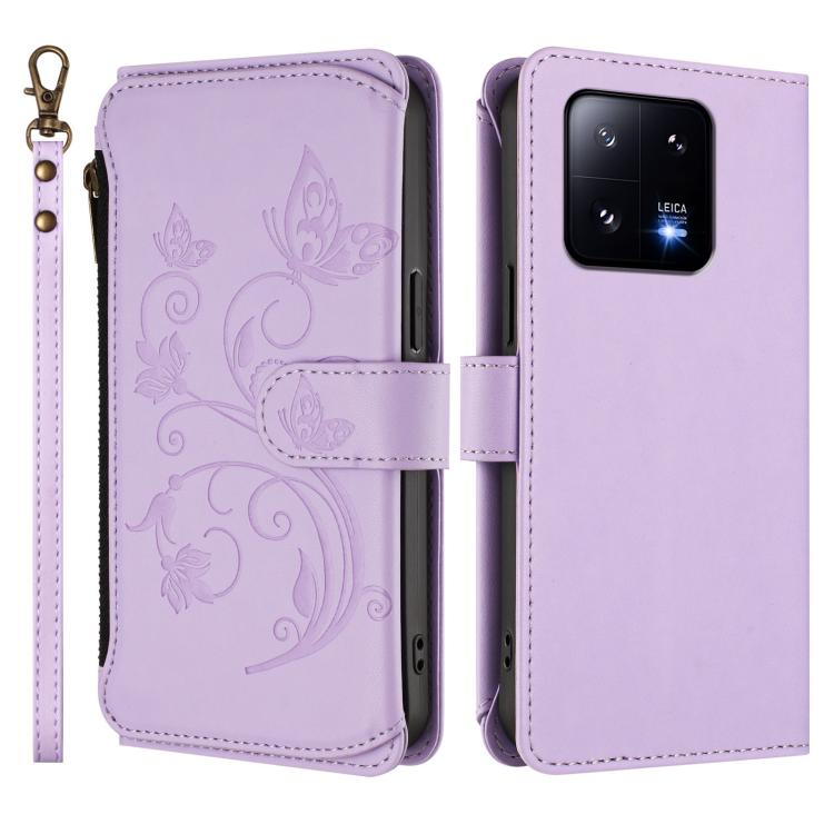 For Xiaomi 13 Pro Butterfly Love Flower Multi-card Zipper Wallet Leather Phone Case
